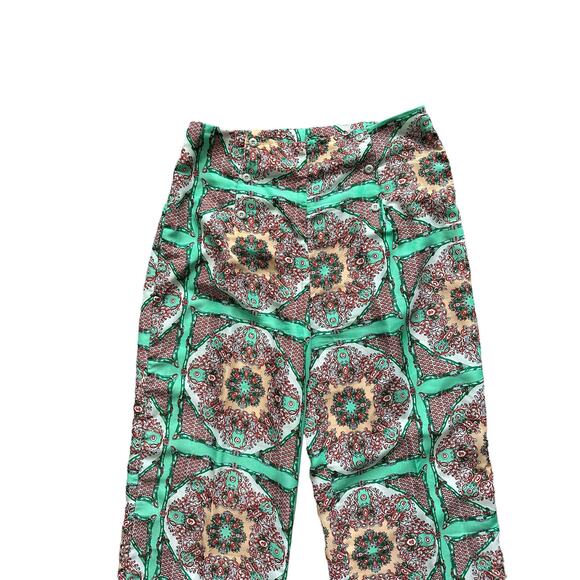 Gianni Bini Women's Medium Green Red White Geometric Paisley Print Flowy Pants - Picture 7 of 16